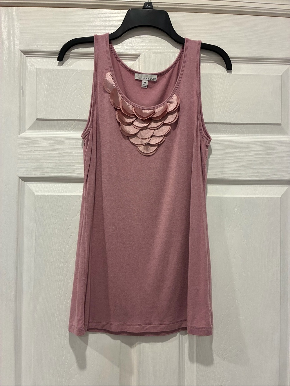 Lucy & Laurel Dusty Rose Sleeveless Tank with Petal Neckline